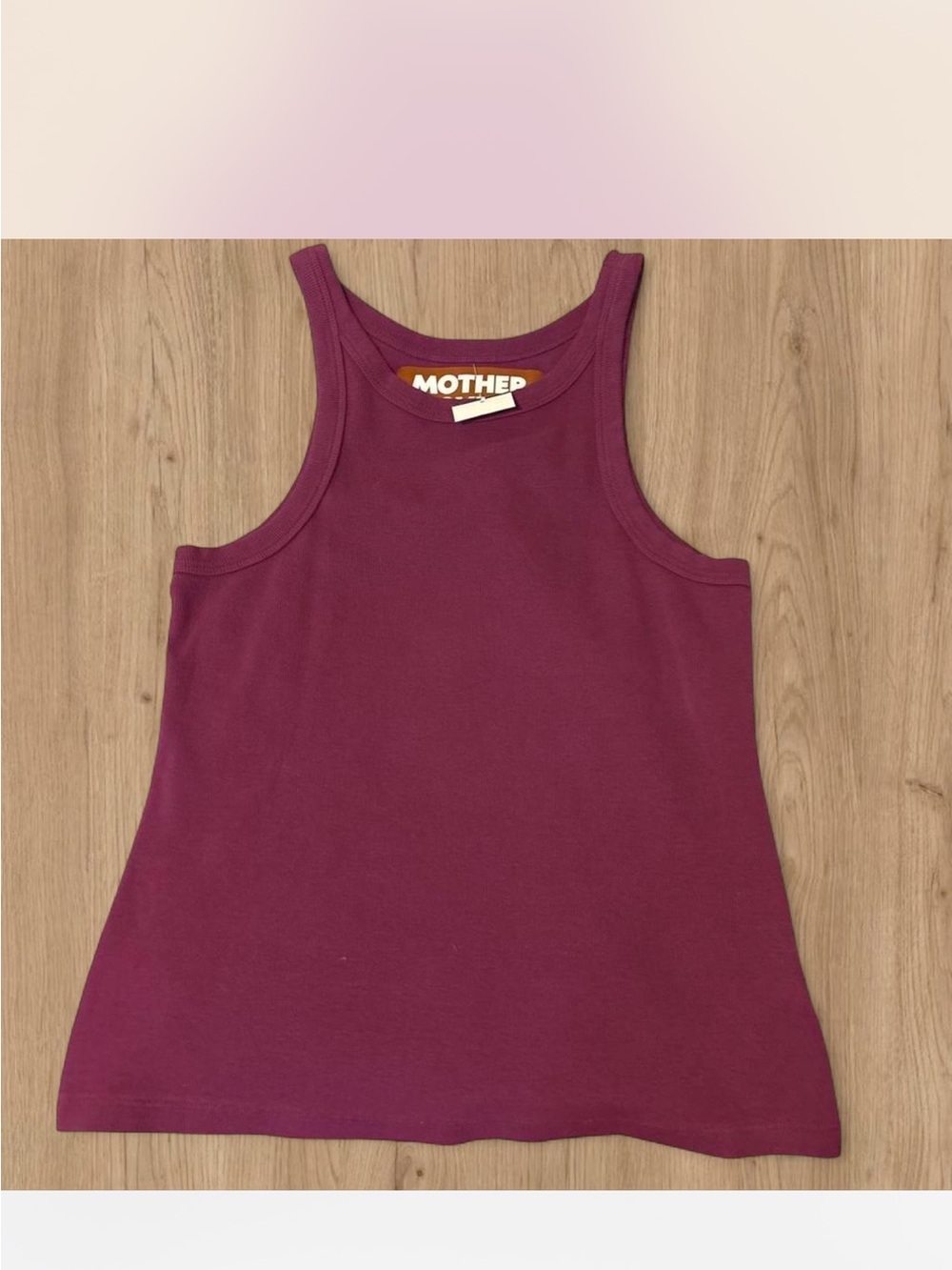 MOTHER Plum Ribbed Scoop Tank